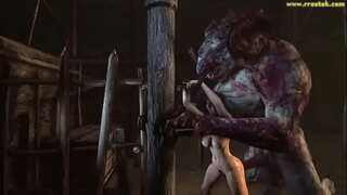 3D briesmonis padara meitenes vēdera izspiesties